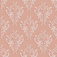 Beige Seamless Background with 3d Floral Pattern