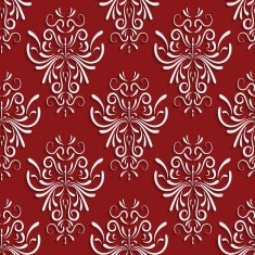 Red Seamless Background with 3d Floral Pattern