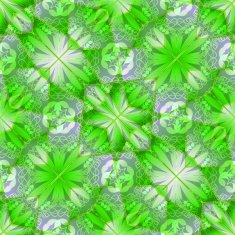 Classic geometric floral patterns in vivid green