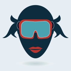 woman in a ski mask snowboard goggles diving mask