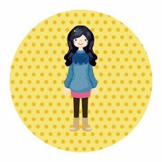 lady girl cartoon theme elements N129