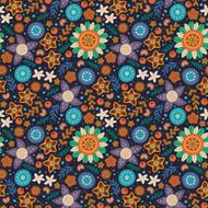 Scandinavian wild flowers seamless pattern