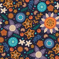 Scandinavian wild flowers seamless pattern N2