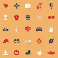 Hipster classic color icons with shadow