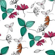 Flowers over white nature seamless pattern background
