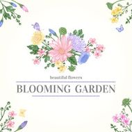 Card with garden flowers