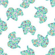 Vector watercolor floral patterned elephant seamless pattern