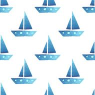 Vector boats seamless sea summer pattern
