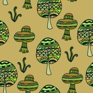 Green seamless background with ornament of trees