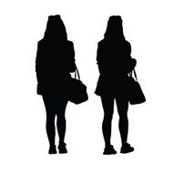 girl with purse silhouette black