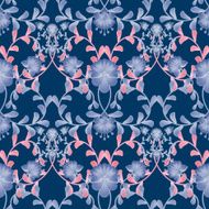 Floral seamless pattern with blue flowers texture gzhel background