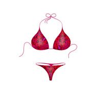 Bikini suit in red and purple military design