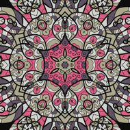 Seamless pink and brown mandala ornament template for menu greeting