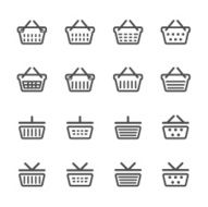 shopping basket icon set line version vector eps10