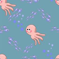 Vector seamless pattern with hand drawn fish