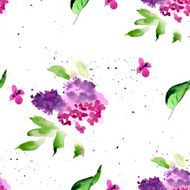 Branch lilac watercolor painted hands