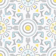 Vector grey blue yellow tribal seamless pattern