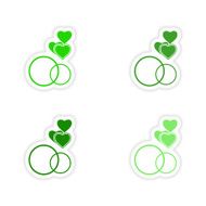 assembly realistic sticker design on paper hearts rings N3