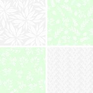 Set of monochrome seamless floral patterns