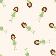 lady girl cartoon seamless pattern N2