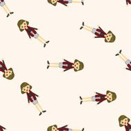lady girl cartoon seamless pattern N4