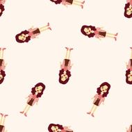 lady girl cartoon seamless pattern N5