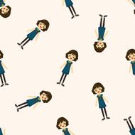 lady girl cartoon seamless pattern N6