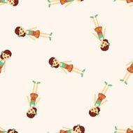 lady girl cartoon seamless pattern N7
