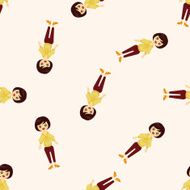 lady girl cartoon seamless pattern N8
