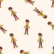 boy man cartoon seamless pattern