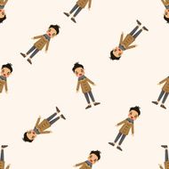 boy man cartoon seamless pattern N2