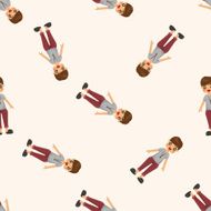 boy man cartoon seamless pattern N3