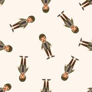 boy man cartoon seamless pattern N4