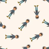 boy man cartoon seamless pattern N6