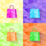 Shopping Bag Polygon Style Set Vector