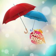 Autumn sale labels with umbrellas EPS 10