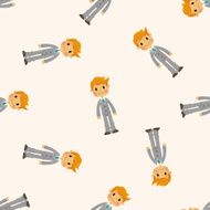 boy man cartoon seamless pattern N10