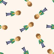 boy man cartoon seamless pattern N13