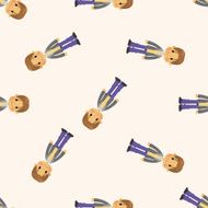 boy man cartoon seamless pattern N15