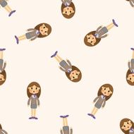 lady woman cartoon seamless pattern N2