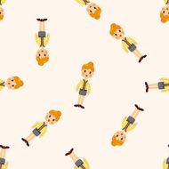 lady woman cartoon seamless pattern N3