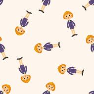 lady woman cartoon seamless pattern N4
