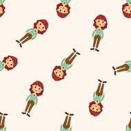 lady woman cartoon seamless pattern N6