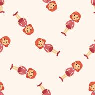 lady woman cartoon seamless pattern N7