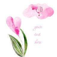 composition of watercolor hearts