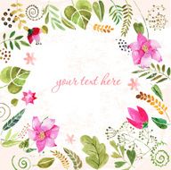 frame of painted watercolor colorful flowers N2