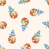 lady girl cartoon seamless pattern background N2