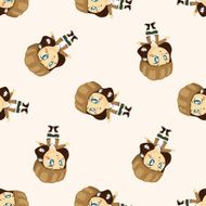 lady girl cartoon seamless pattern background N4