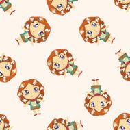 lady girl cartoon seamless pattern background N6