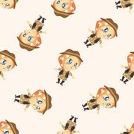 lady girl cartoon seamless pattern background N8